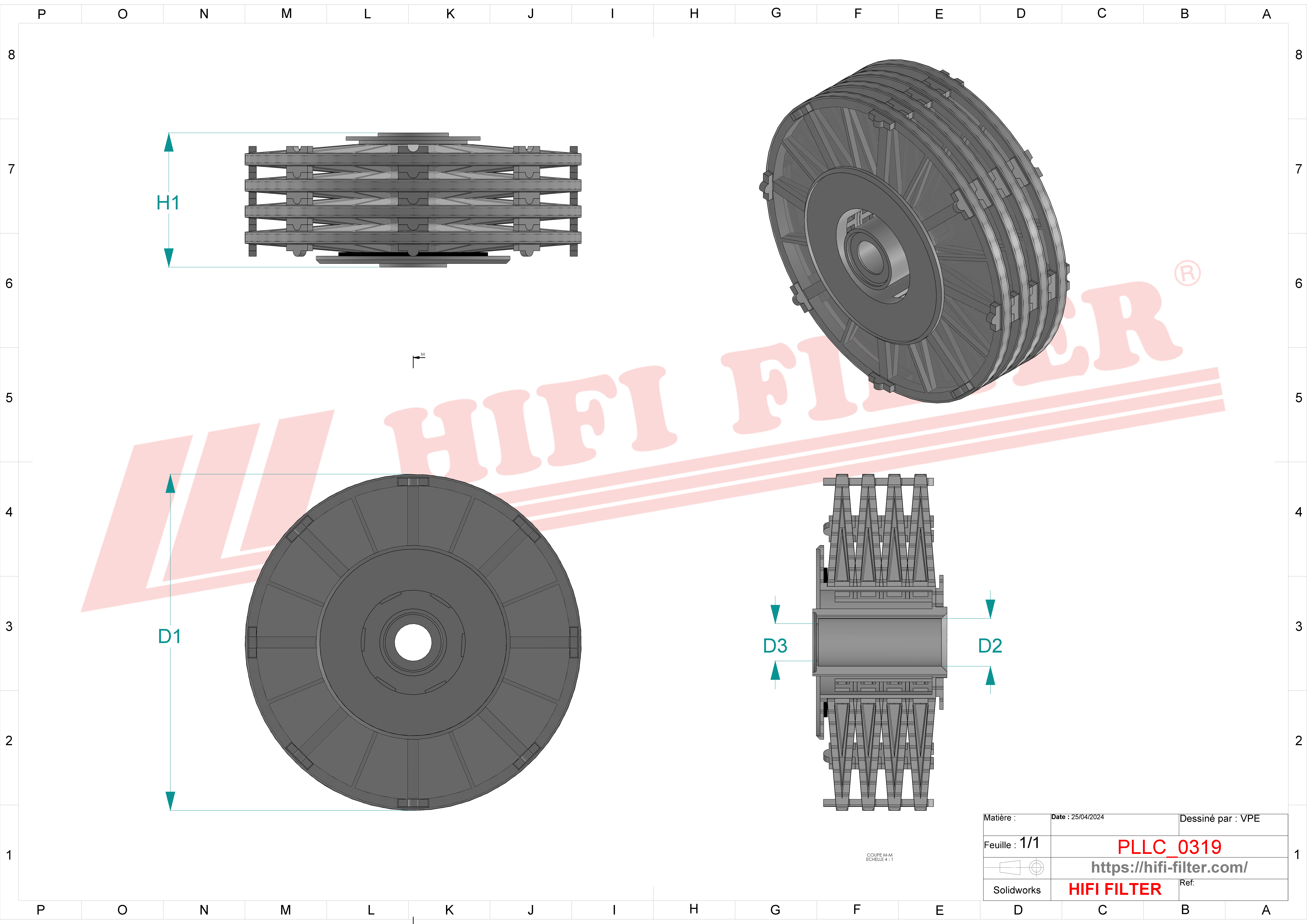 Schema tecnico Filtro olio