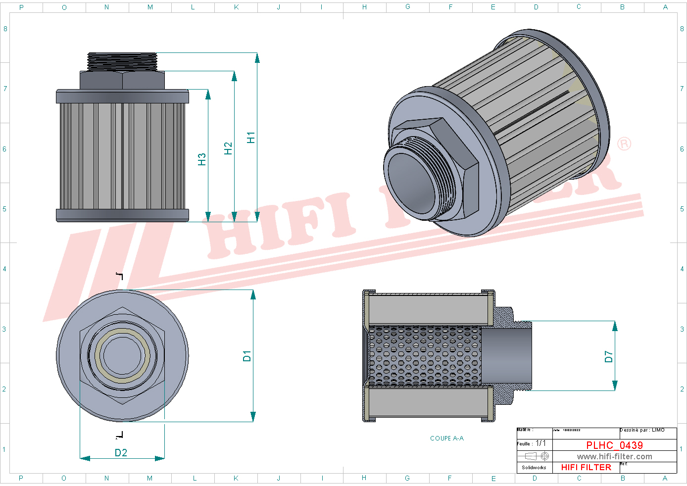 Schema tecnico Filtro olio