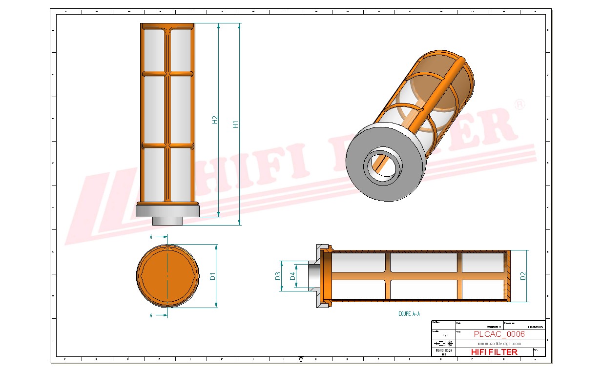 Schema tecnico Prefiltro aria