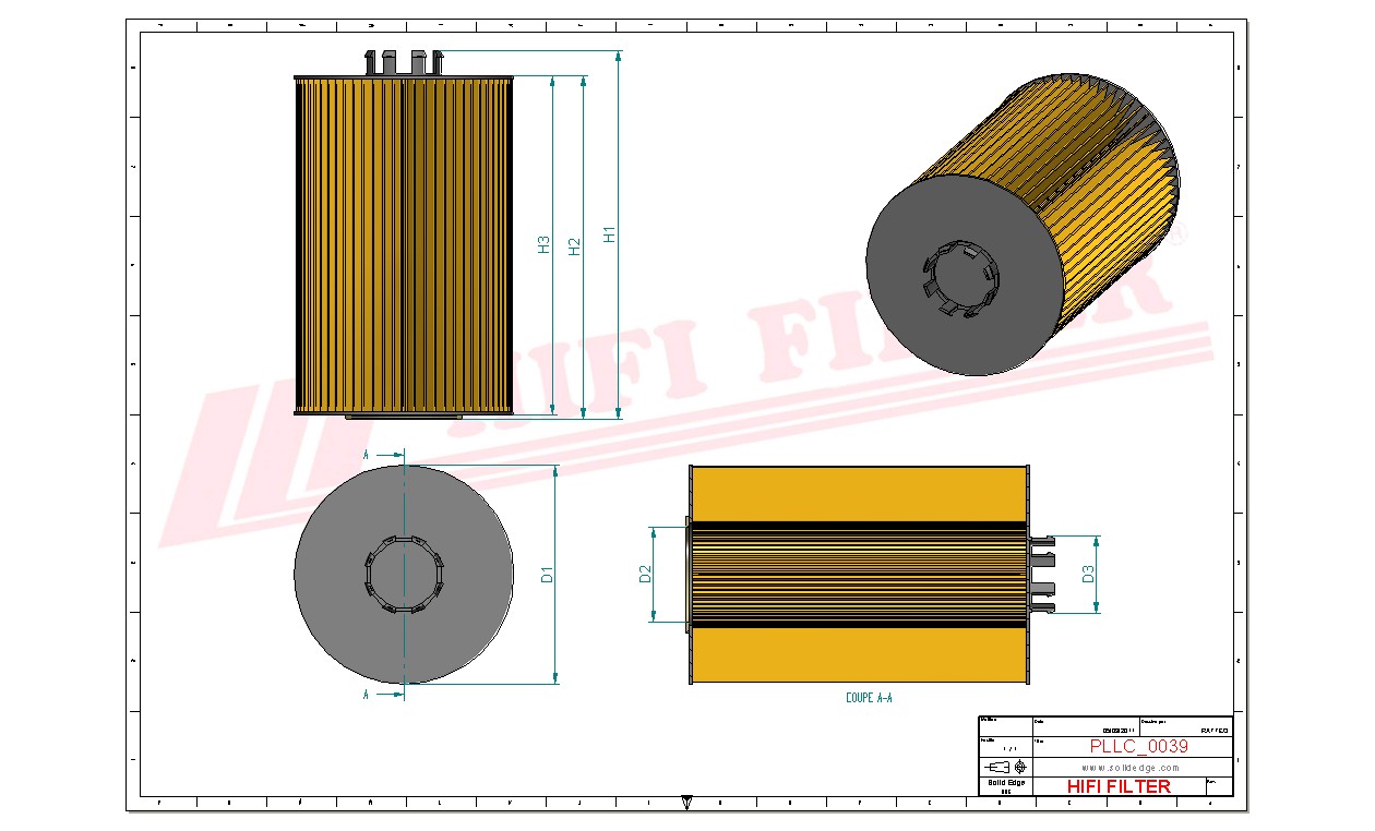 Schema tecnico Filtro olio 1533902 per trattori e macchine agricole