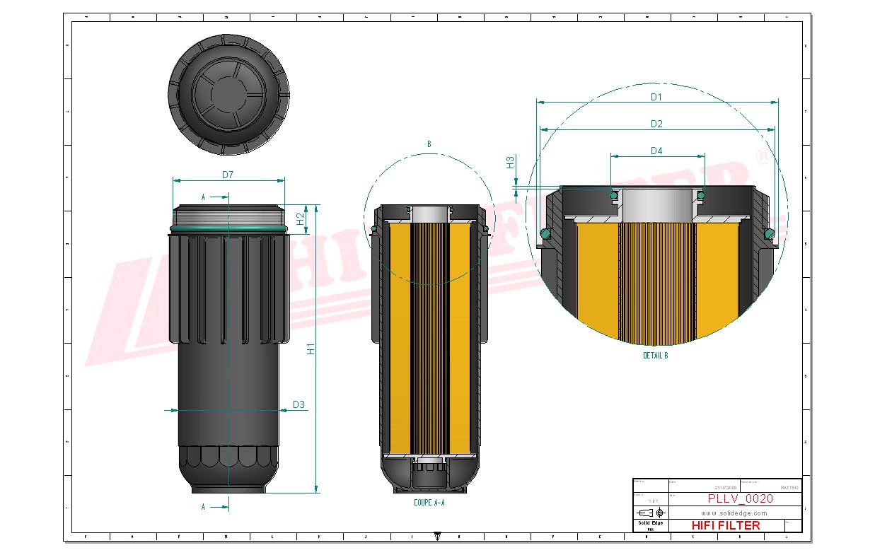 Schema tecnico Filtro olio