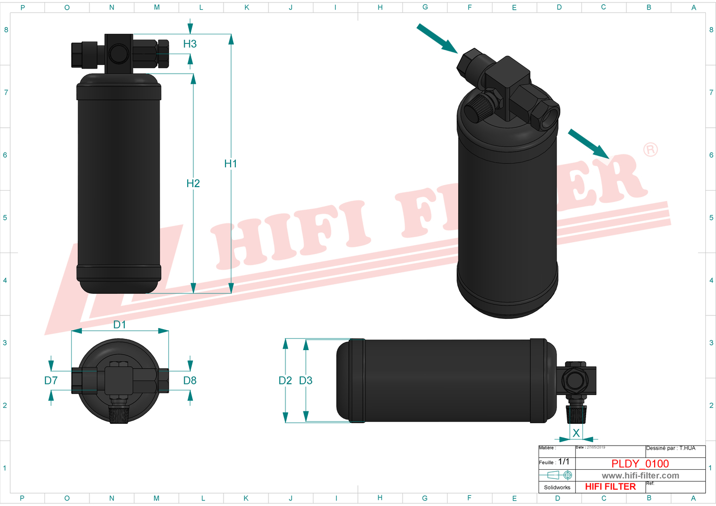 Schema tecnico Filtro Desidratatore Per Climatizzatori 137.10861 per trattori e macchine agricole