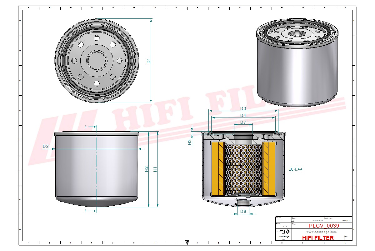 Schema tecnico Filtro carburante 0K054-23-570 per trattori e macchine agricole