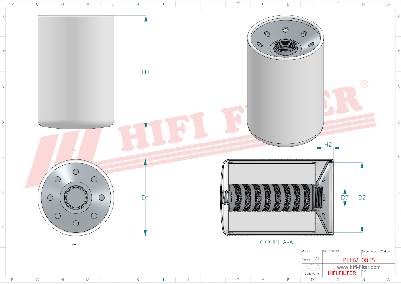 Schema tecnico Filtro idraulico 90037519 per trattori e macchine agricole