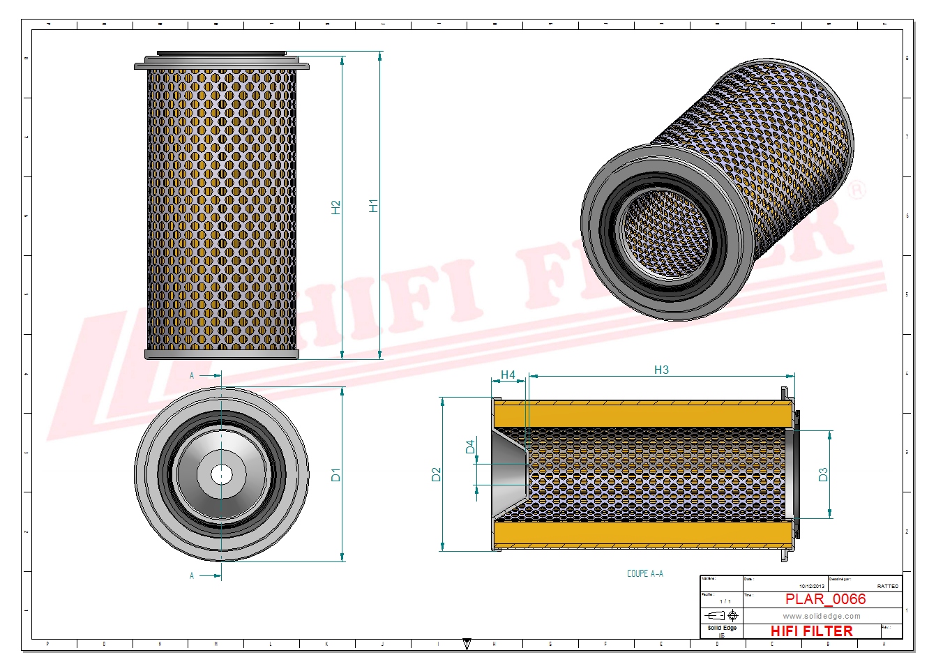Schema tecnico Filtro aria