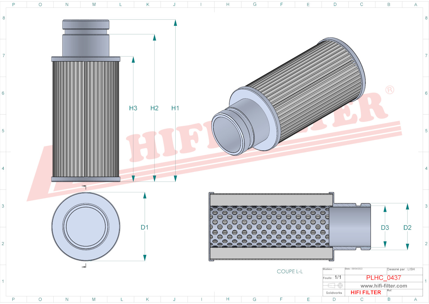 Schema tecnico Filtro olio