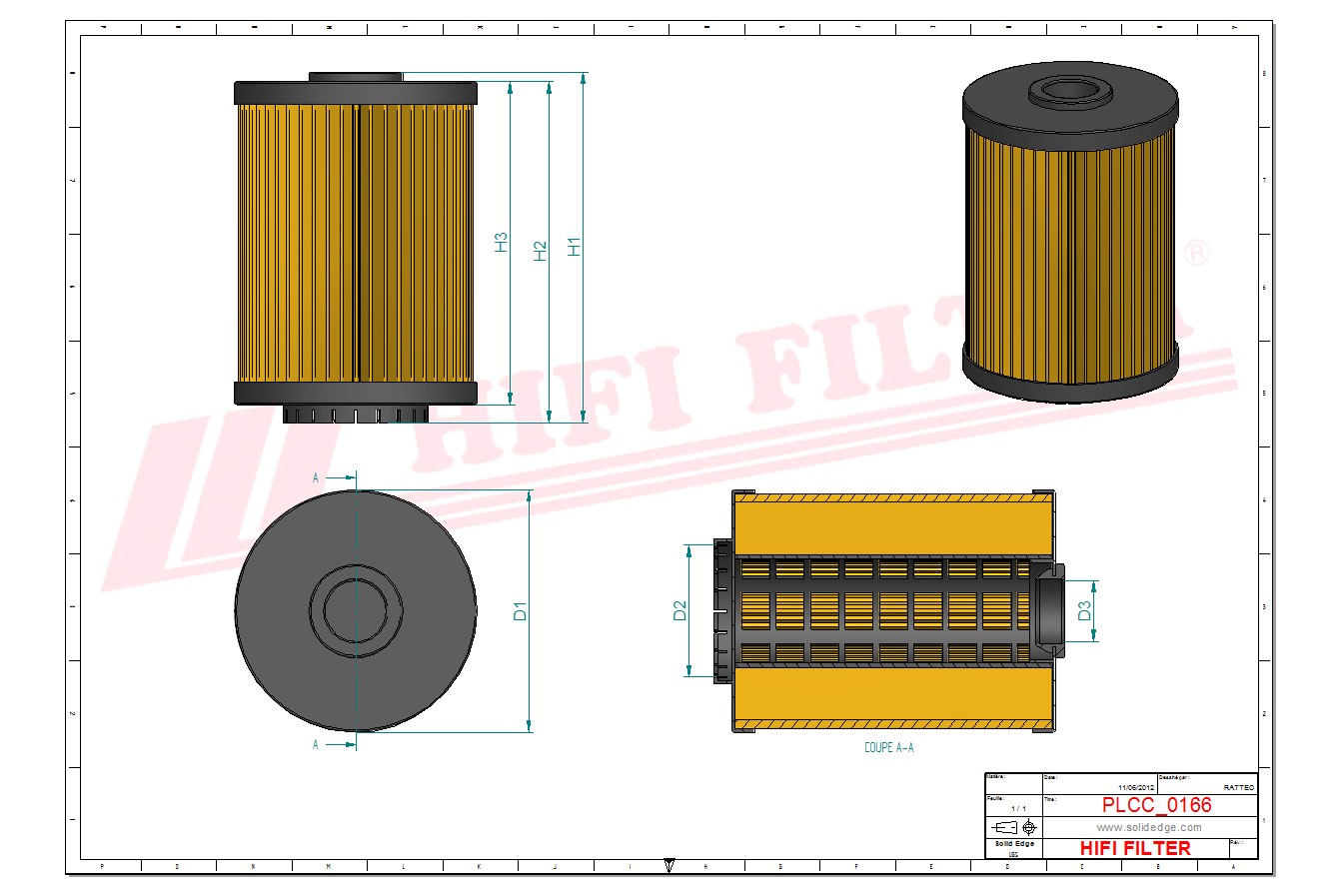 Schema tecnico Filtro carburante 0001442360 per trattori e macchine agricole