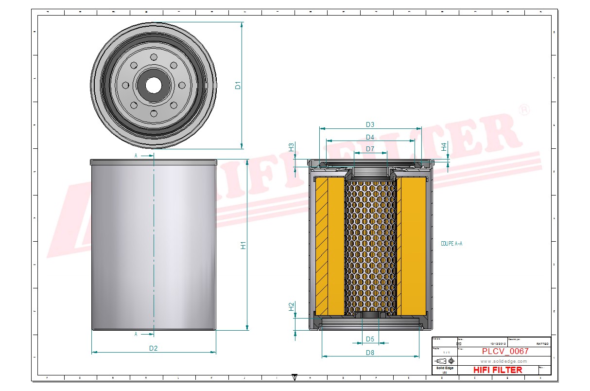 Schema tecnico Prefiltro aria
