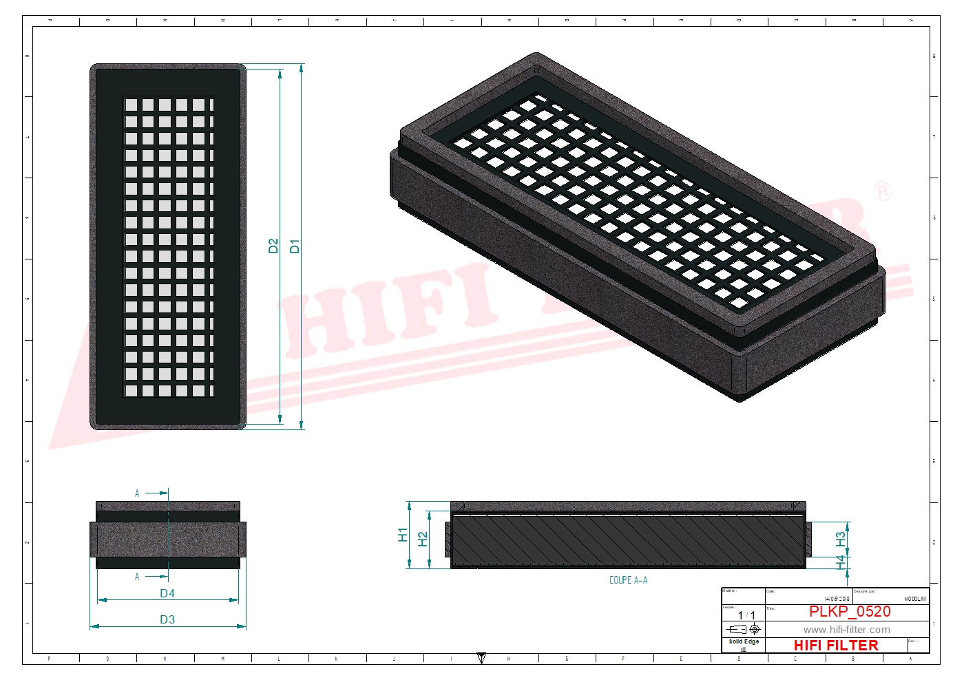 Schema tecnico Filtro abitacolo ai carboni attivi