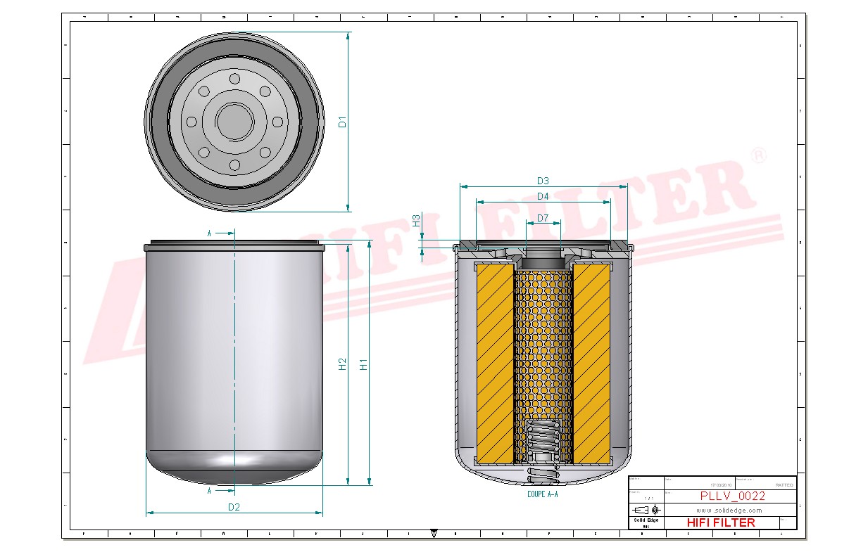 Schema tecnico Filtro olio 1077817 per trattori e macchine agricole