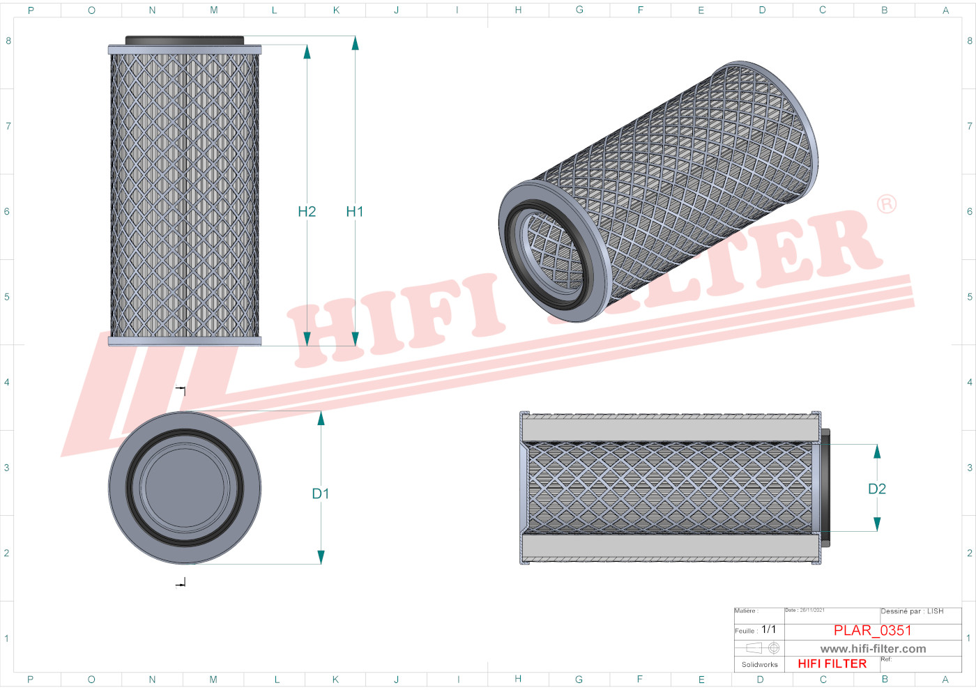 Schema tecnico Filtro aria