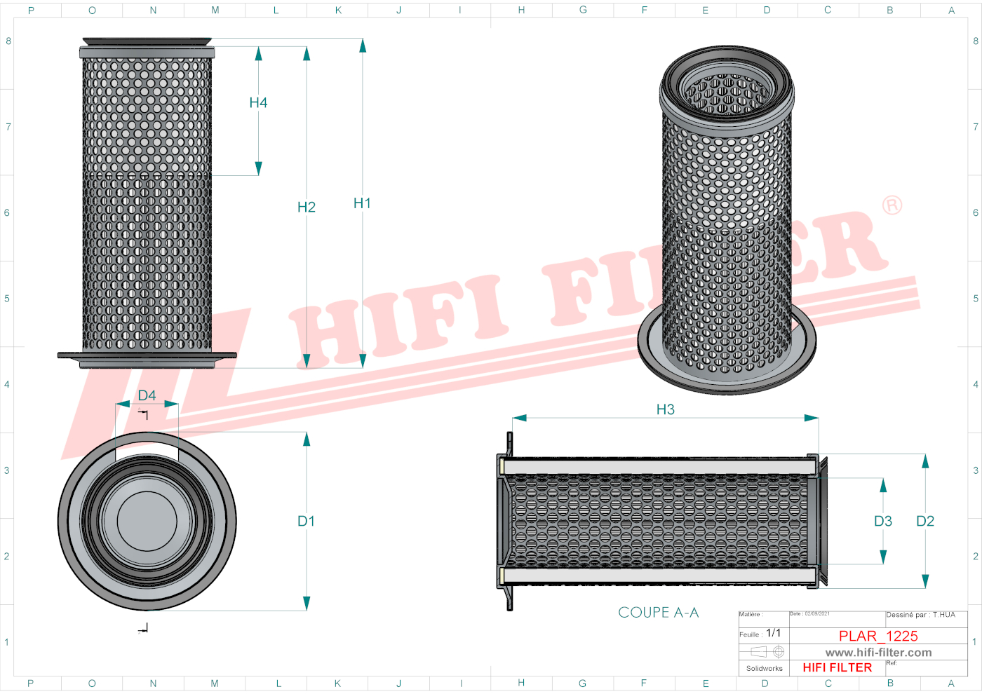 Schema tecnico Filtro aria