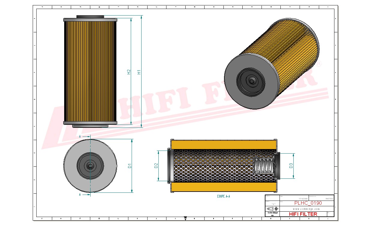 Schema tecnico Filtro olio