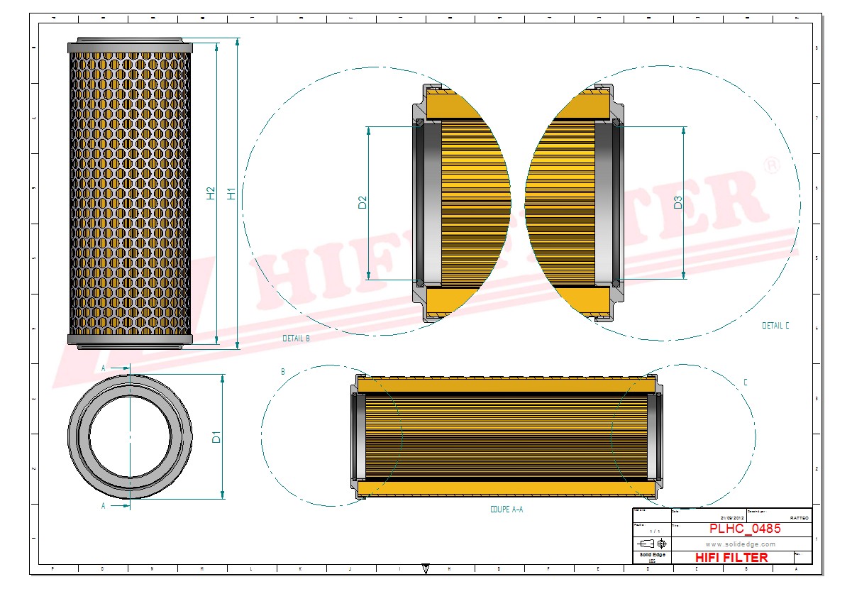 Schema tecnico Filtro olio
