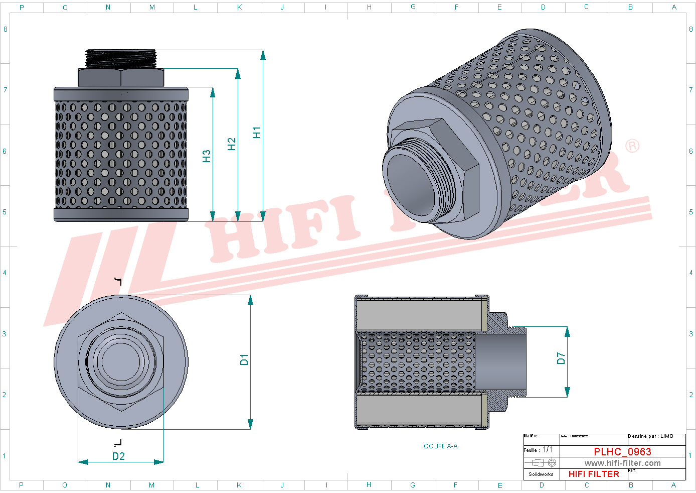 Schema tecnico Filtro olio