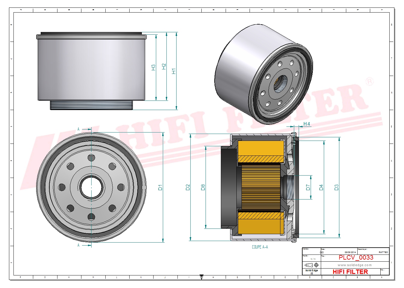 Schema tecnico Filtro carburante 0004778715 per trattori e macchine agricole