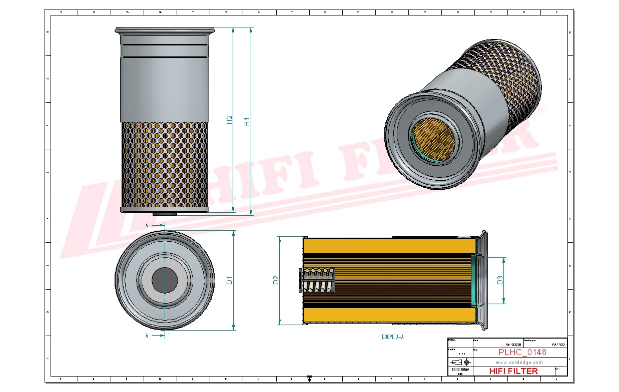 Schema tecnico Filtro idraulico EQ503679 per trattori e macchine agricole