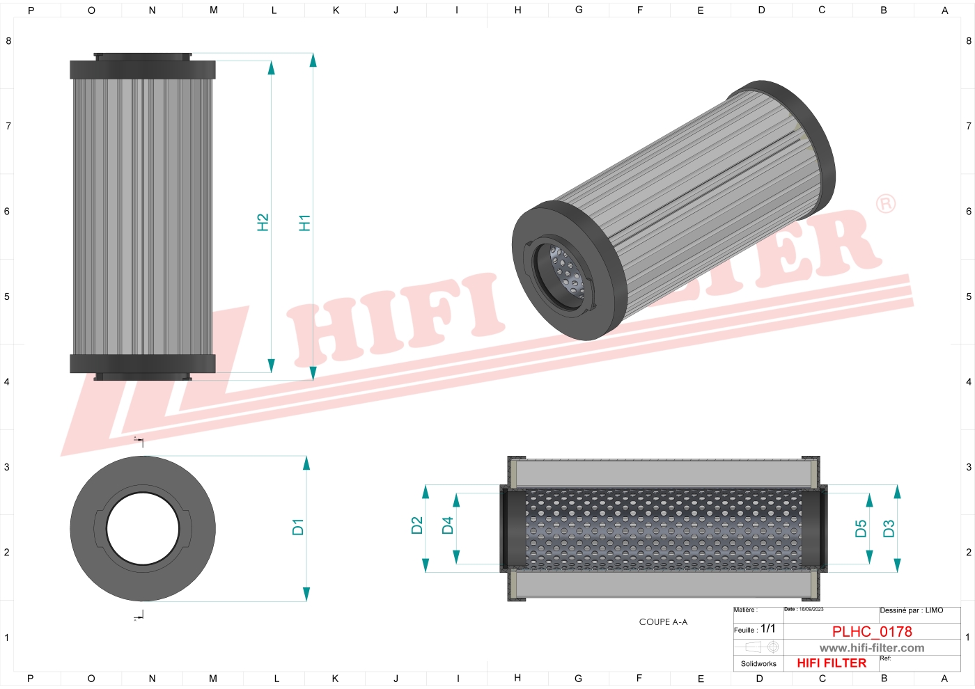 Schema tecnico Filtro idraulico 10331617 per trattori e macchine agricole