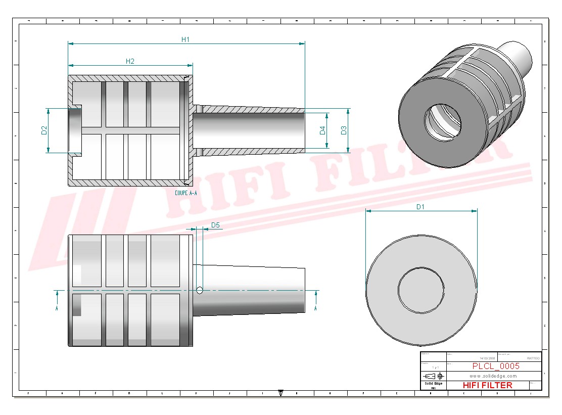 Schema tecnico Filtro carburante 11980255710 per trattori e macchine agricole