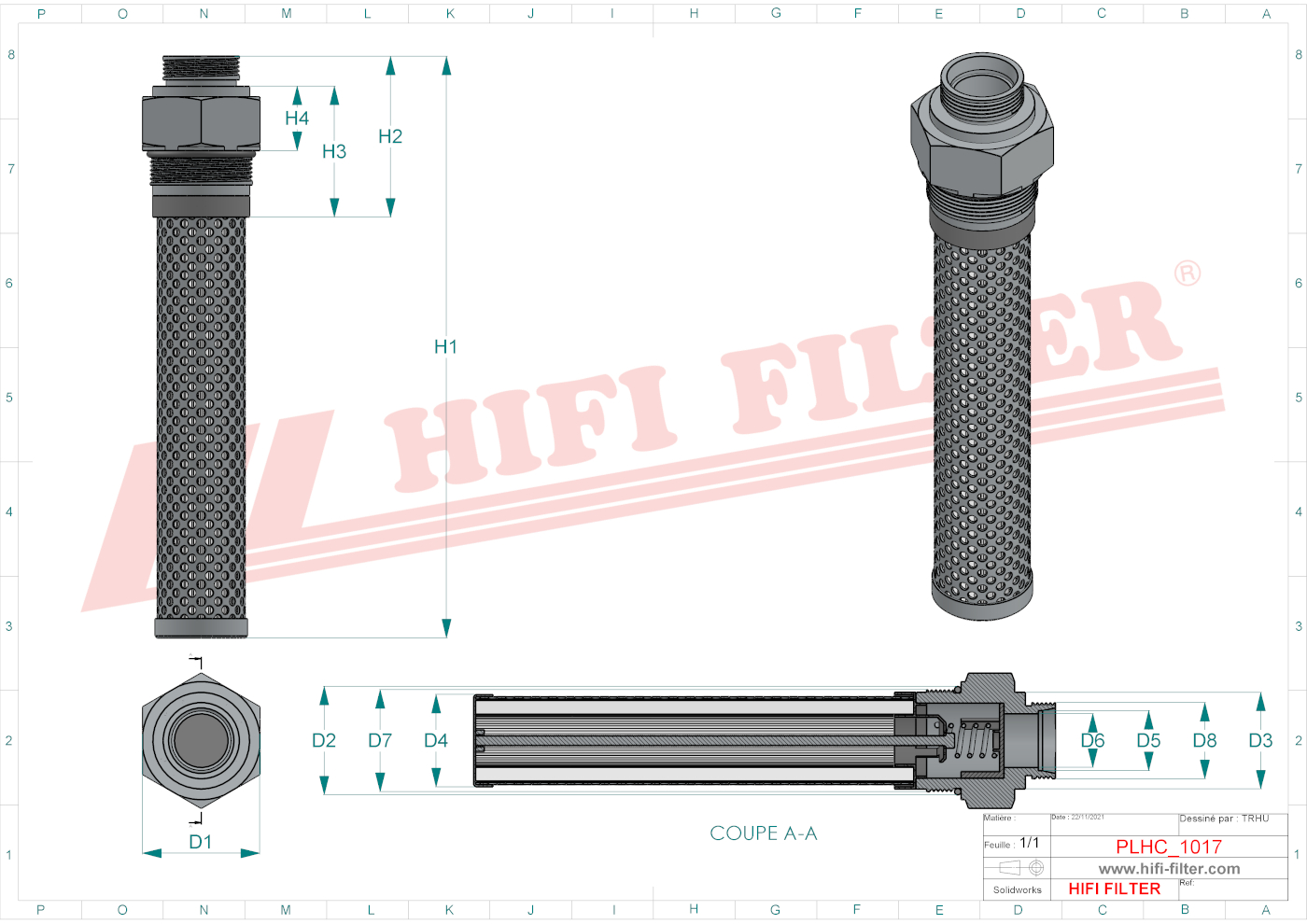 Schema tecnico Filtro olio