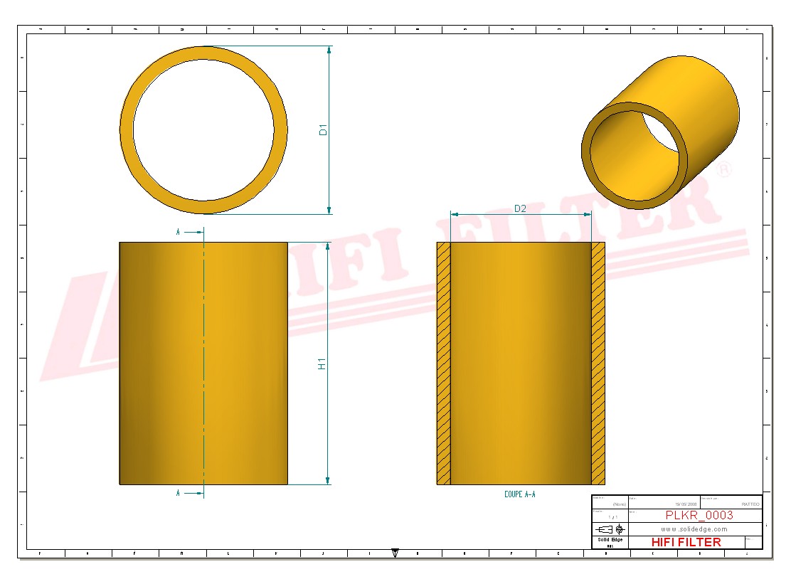 Schema tecnico Prefiltro aria