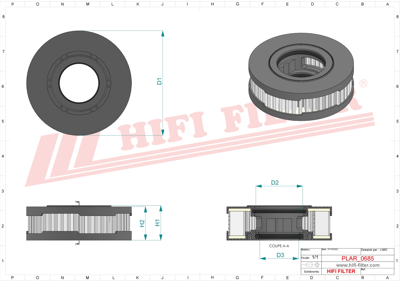 Schema tecnico Filtro aria