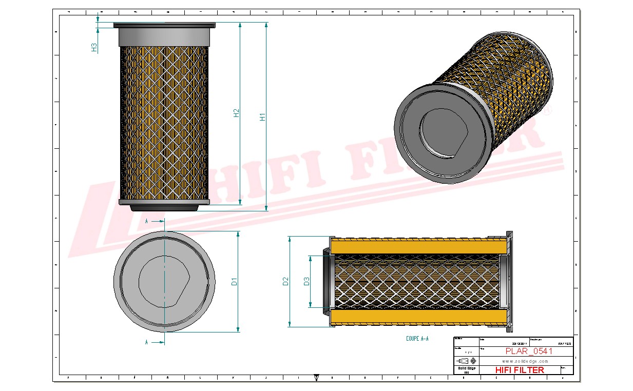 Schema tecnico Filtro aria