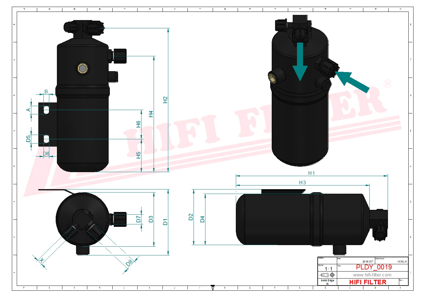 Schema tecnico Filtro carburante