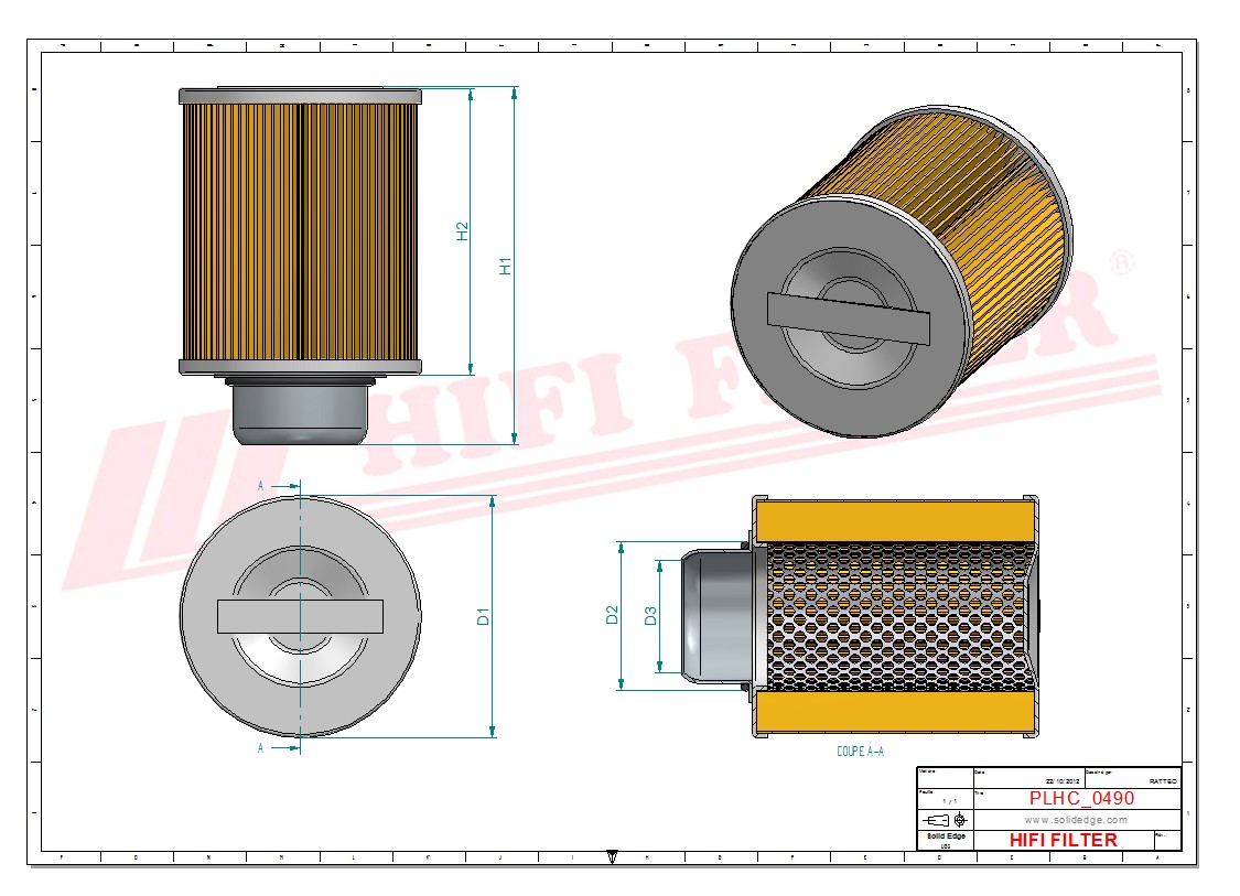 Schema tecnico Filtro olio