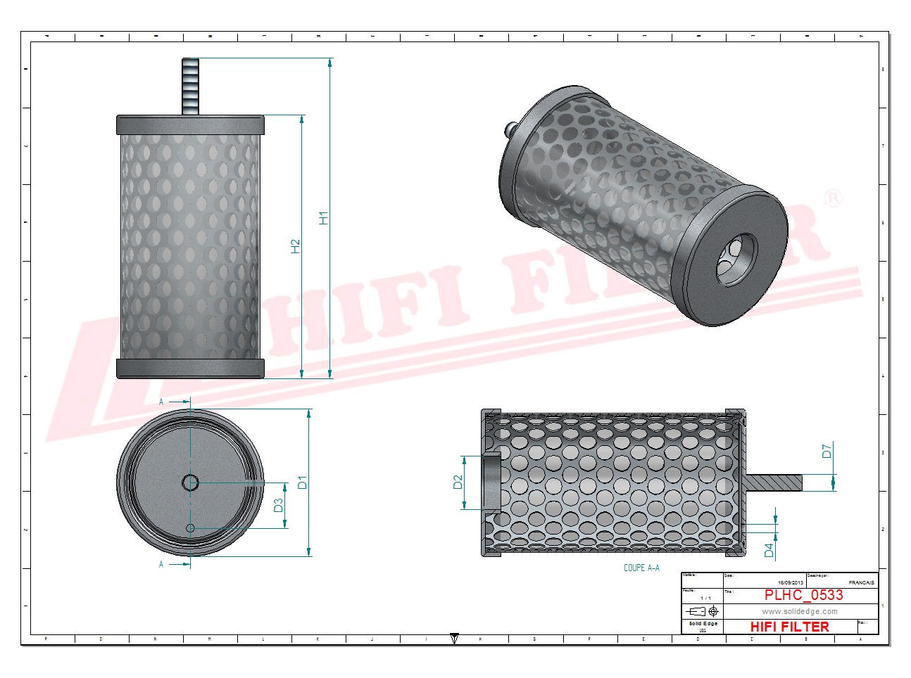 Schema tecnico Filtro olio