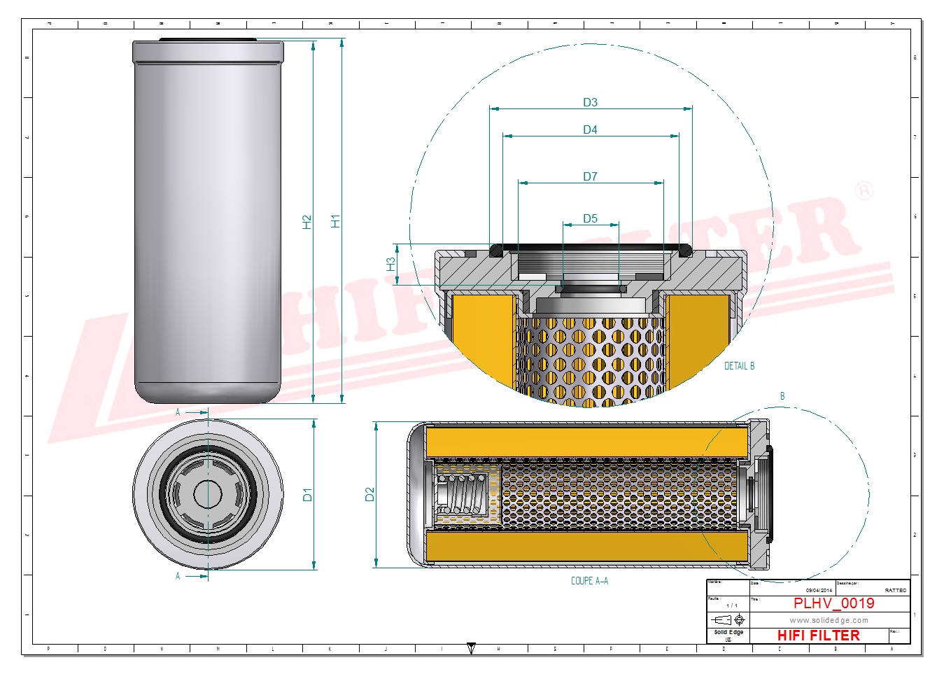 Schema tecnico Filtro idraulico 0003174370 per trattori e macchine agricole