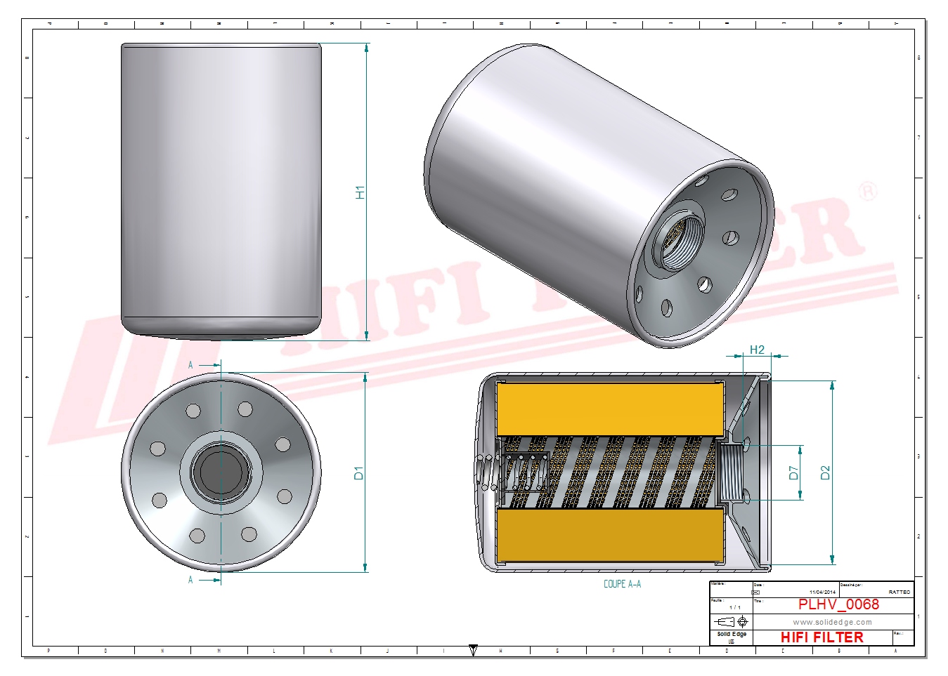 Schema tecnico Filtro olio