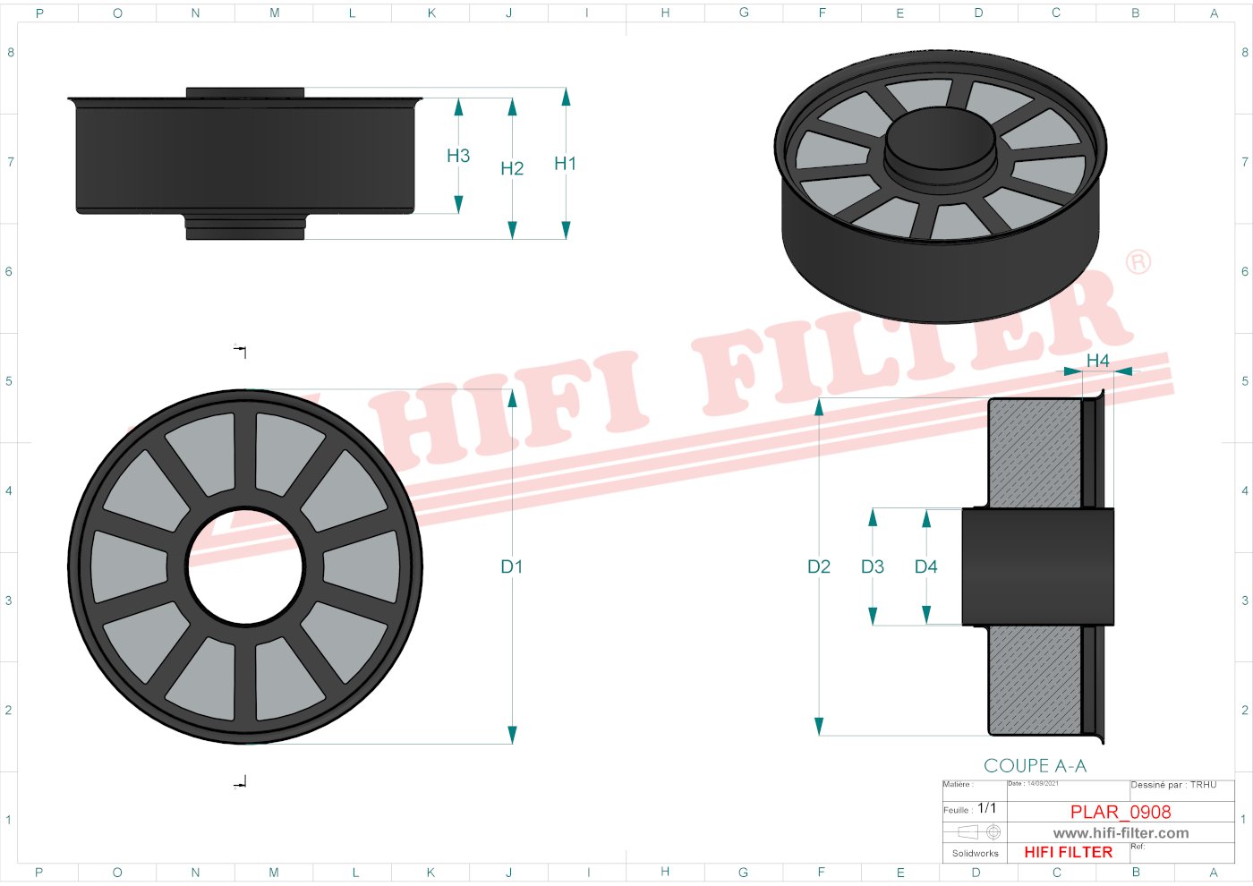 Schema tecnico Filtro aria