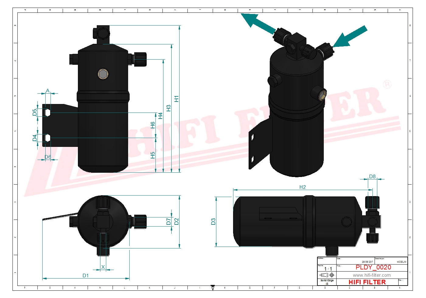 Schema tecnico Filtro carburante