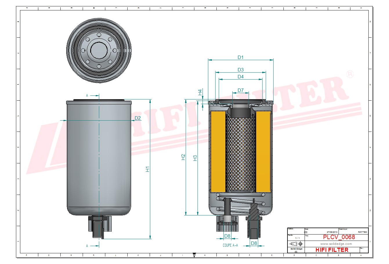 Schema tecnico Filtro carburante