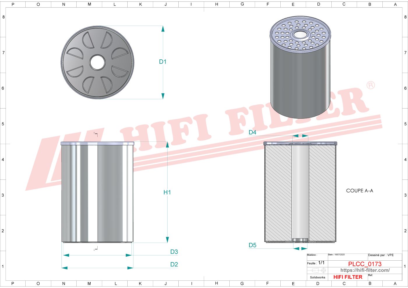 Schema tecnico Filtro carburante 0003229990 per trattori e macchine agricole
