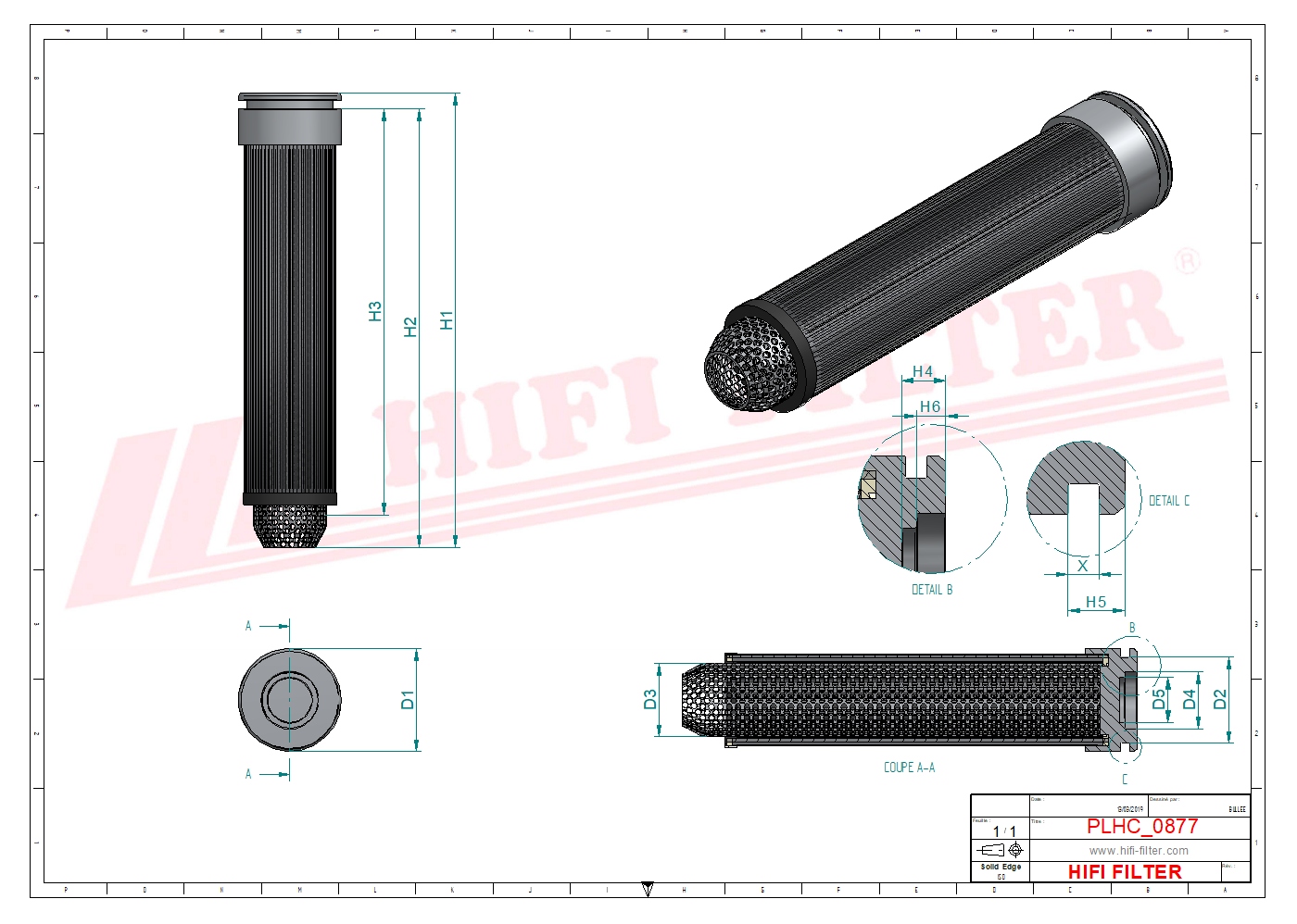 Schema tecnico Filtro olio