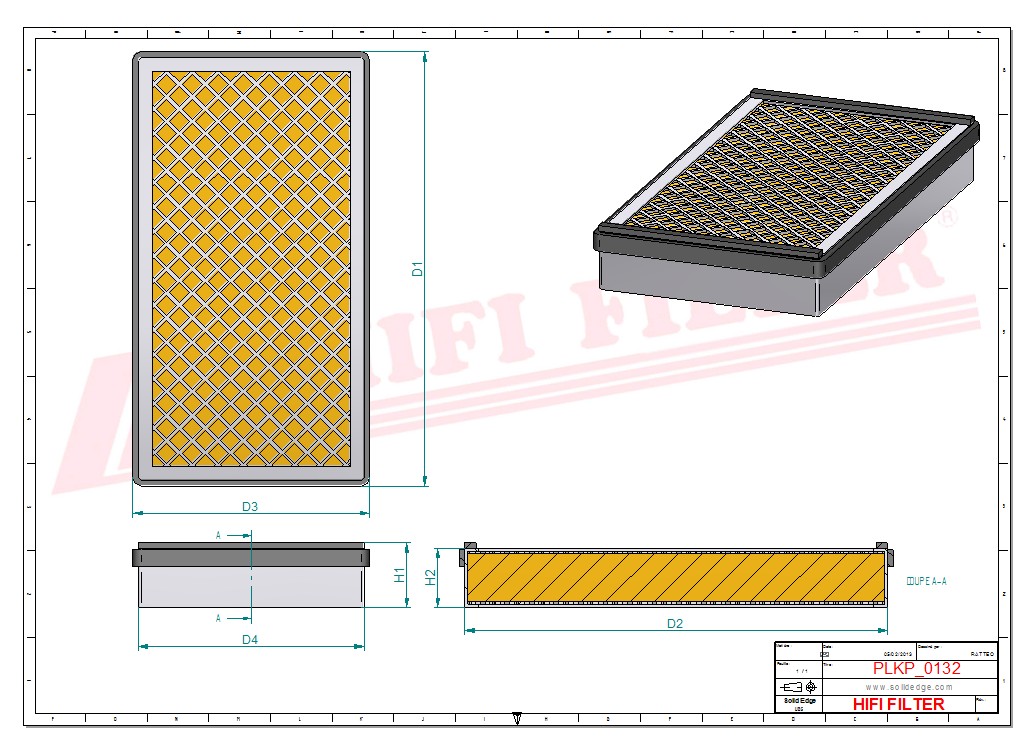 Schema tecnico Filtro abitacolo ai carboni attivi