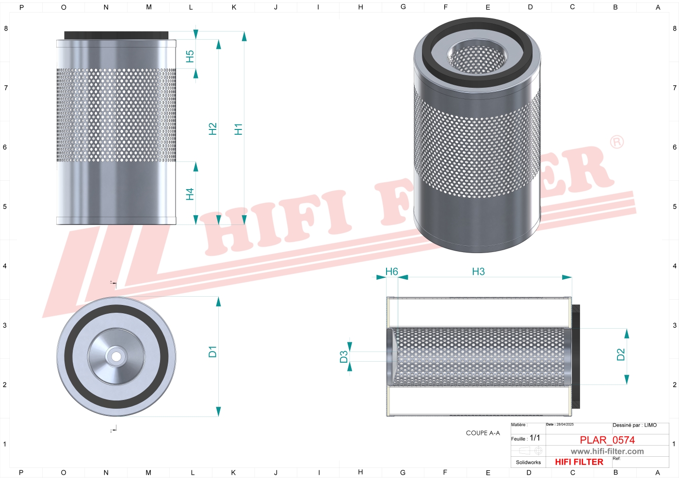 Schema tecnico Filtro aria
