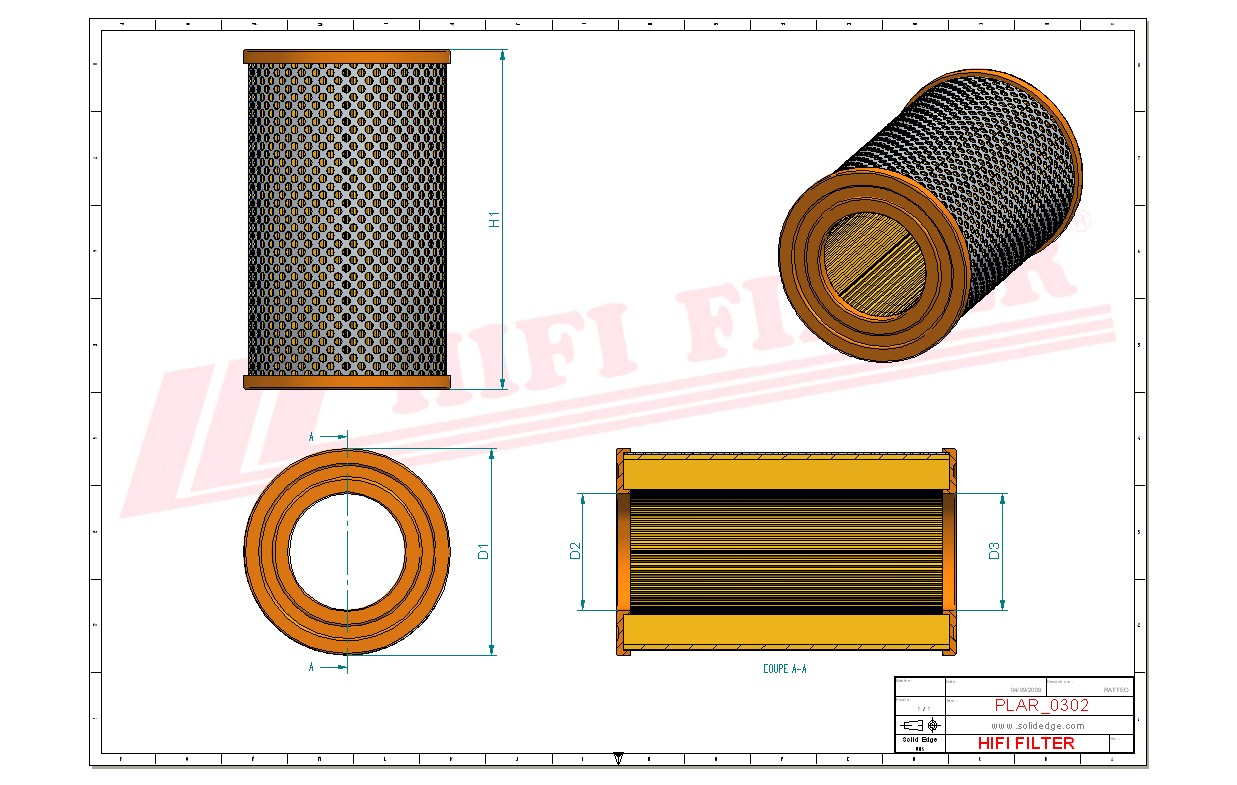 Schema tecnico Filtro aria