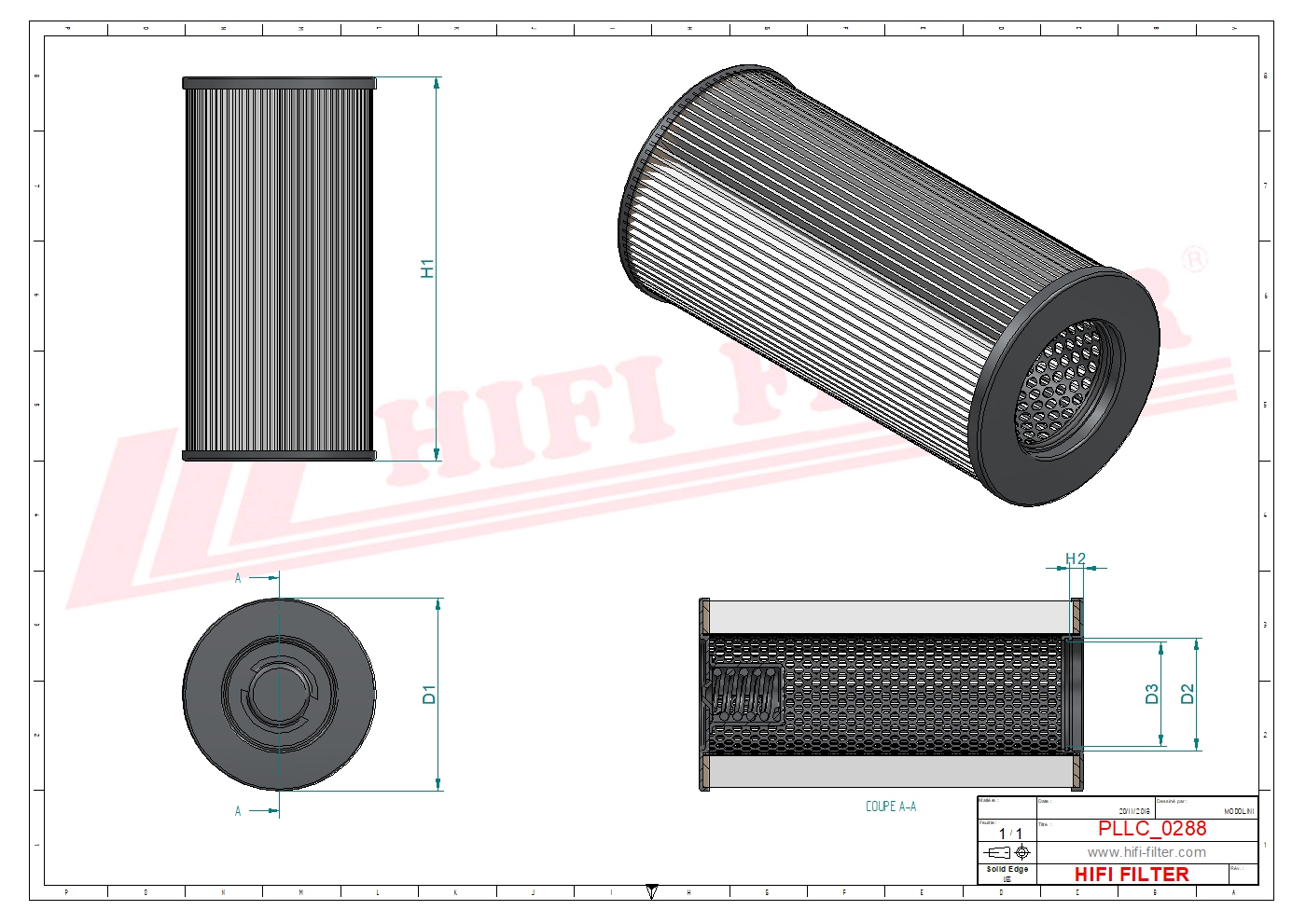Schema tecnico Filtro olio