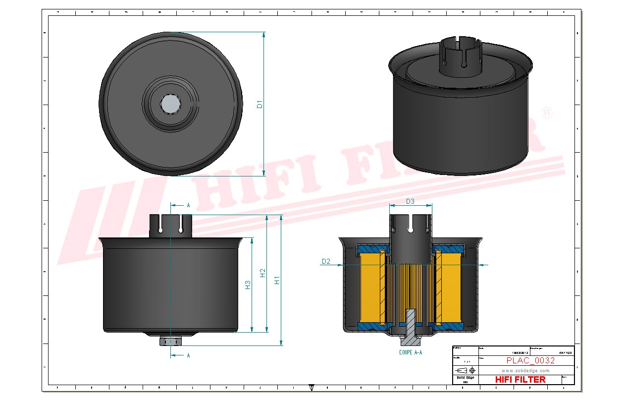 Schema tecnico Filtro aria