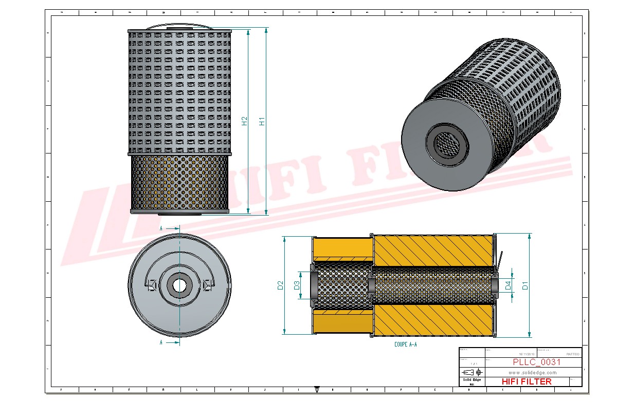 Schema tecnico Filtro olio 1499514 per trattori e macchine agricole
