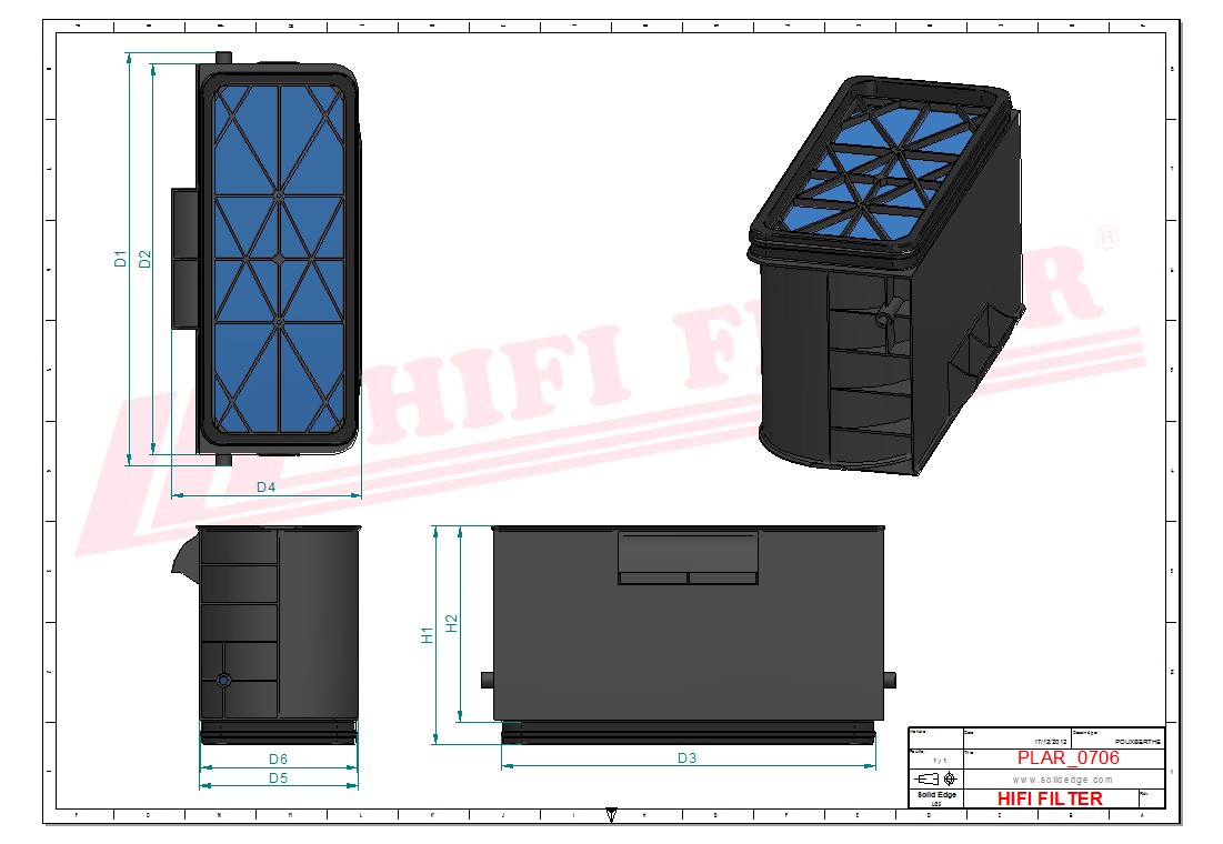 Schema tecnico Filtro aria