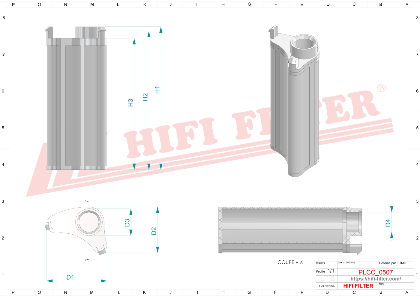 Schema tecnico Filtro Urea 0011759050 per trattori e macchine agricole