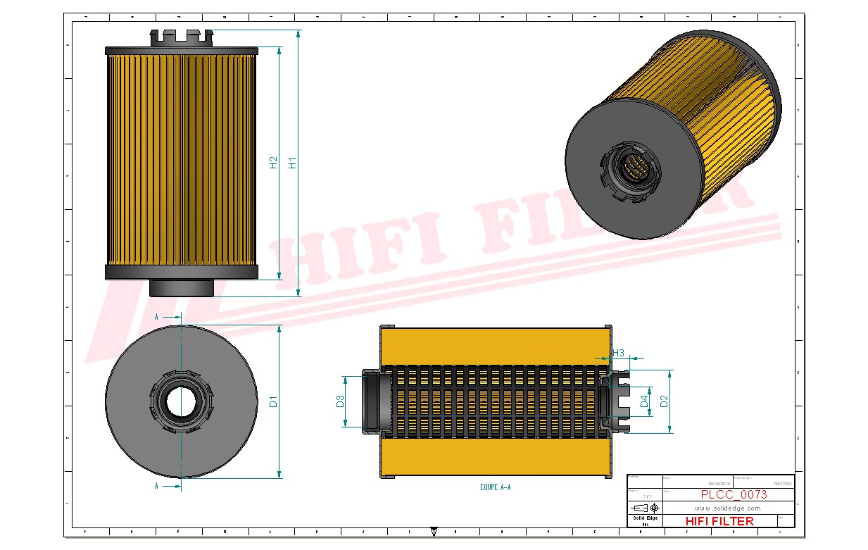 Schema tecnico Filtro carburante 10012449 per trattori e macchine agricole
