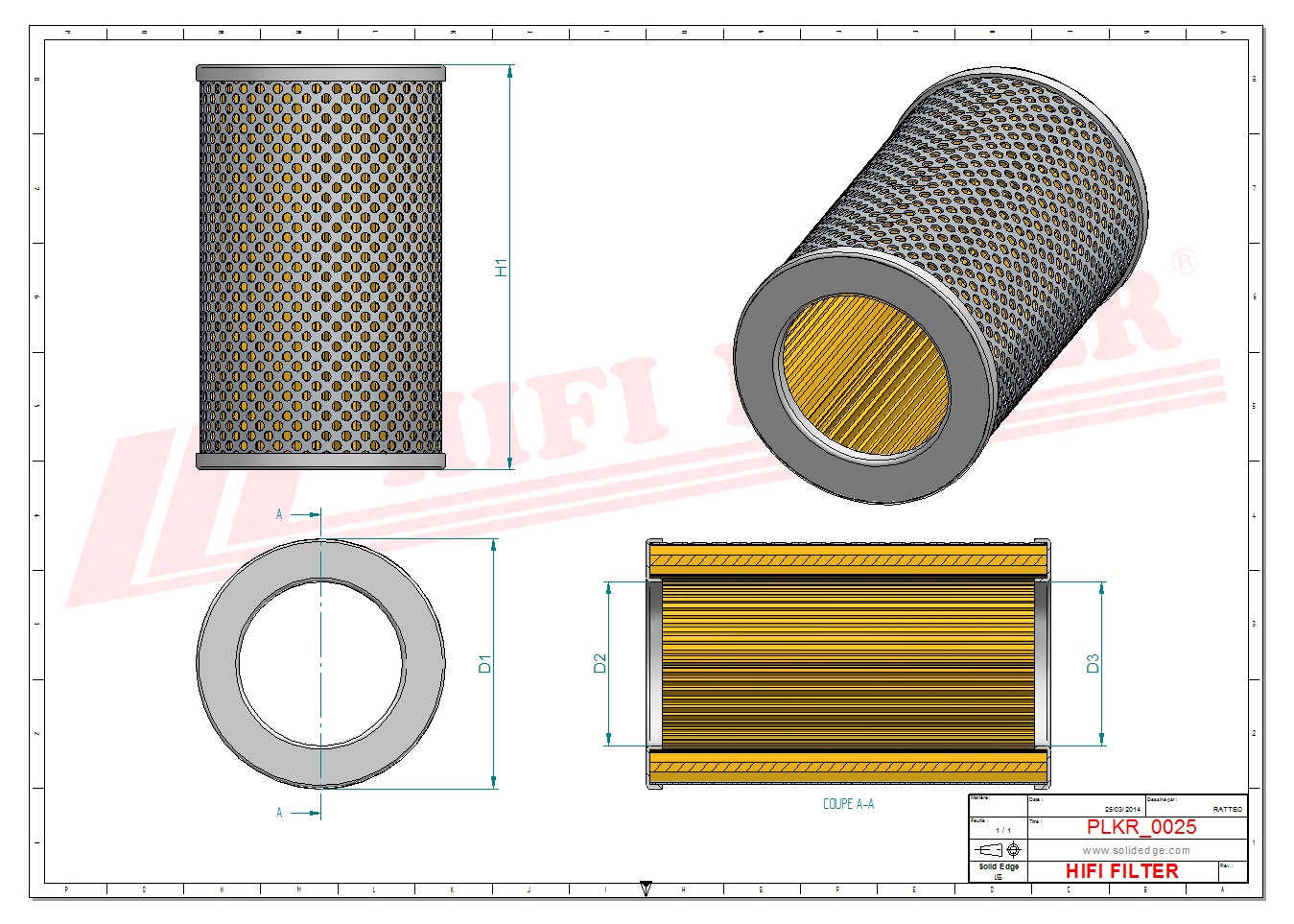 Schema tecnico Filtro abitacolo per trattori e macchine agricole