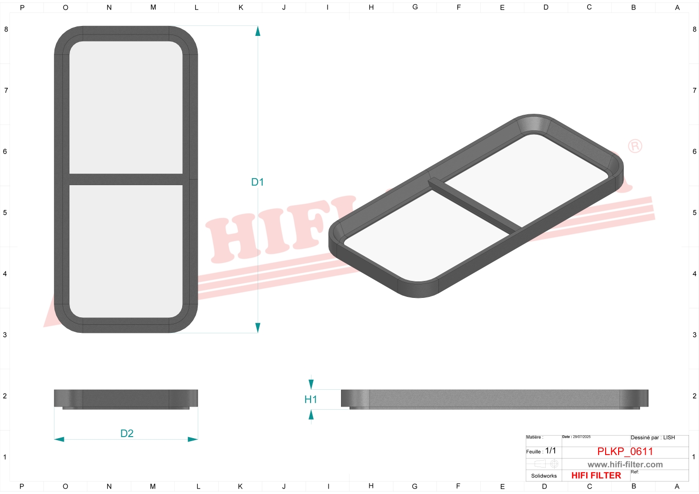 Schema tecnico Prefiltro aria