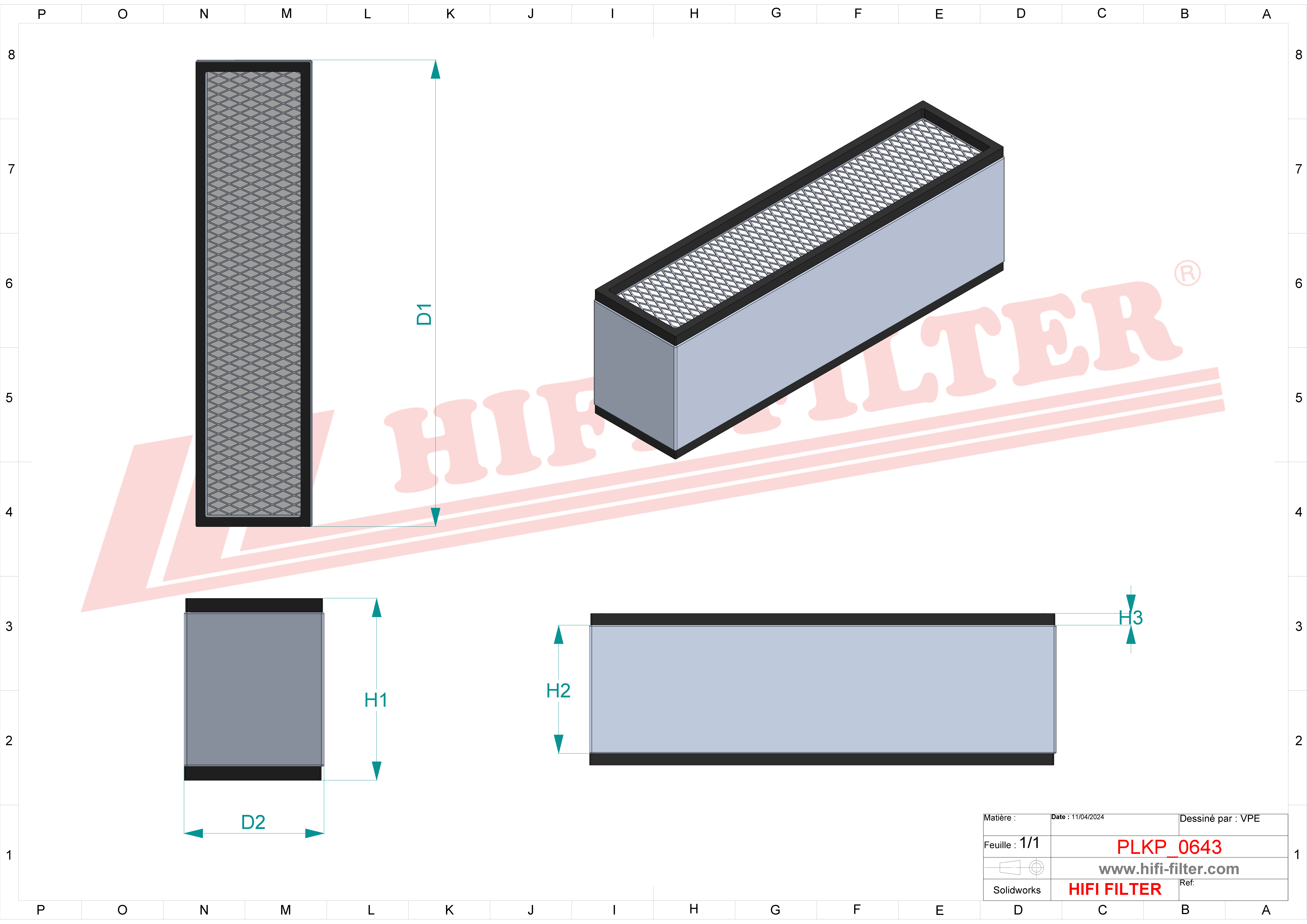 Schema tecnico Filtro abitacolo