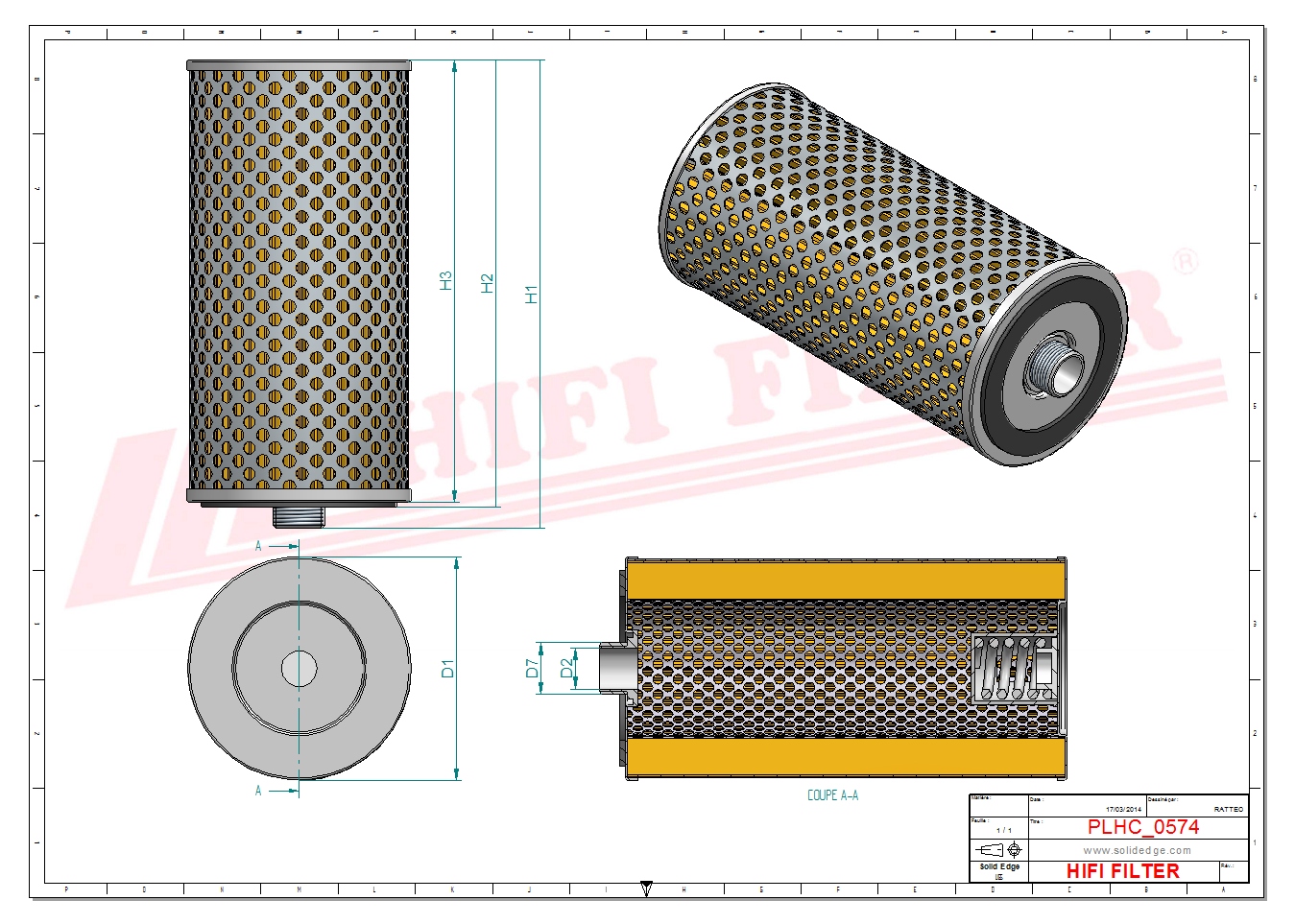Schema tecnico Filtro olio